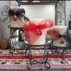 Large Metal Iron Candle Holders W Candles
