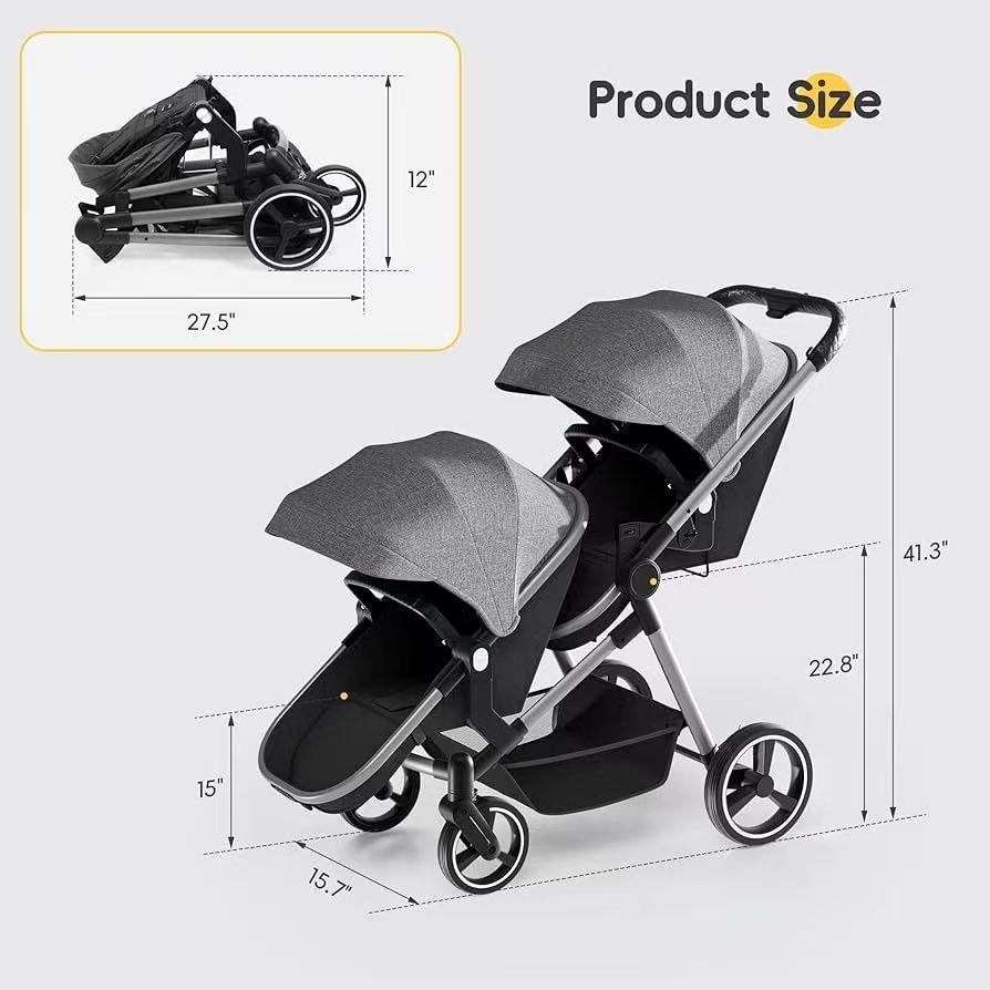 Double tandem folding stroller with adjustable backrest $100