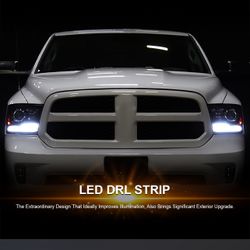 2009 To 2019 DODGE RAM 1500 / 2500 / 3500 Chrome Projector Headlights with Sequential LED DRL