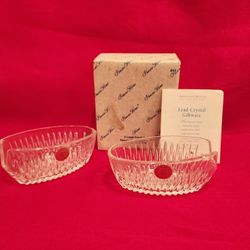 VINTAGE NEW OLD STOCK Princess House CRYSTAL SERVING Spoon & Fork Holders Heavy