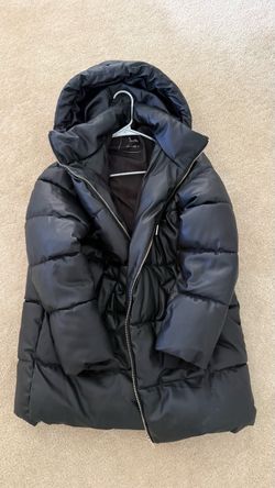 Zara- Black Hooded Puffer Coat