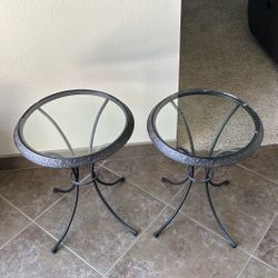Metal And Glass End Tables 