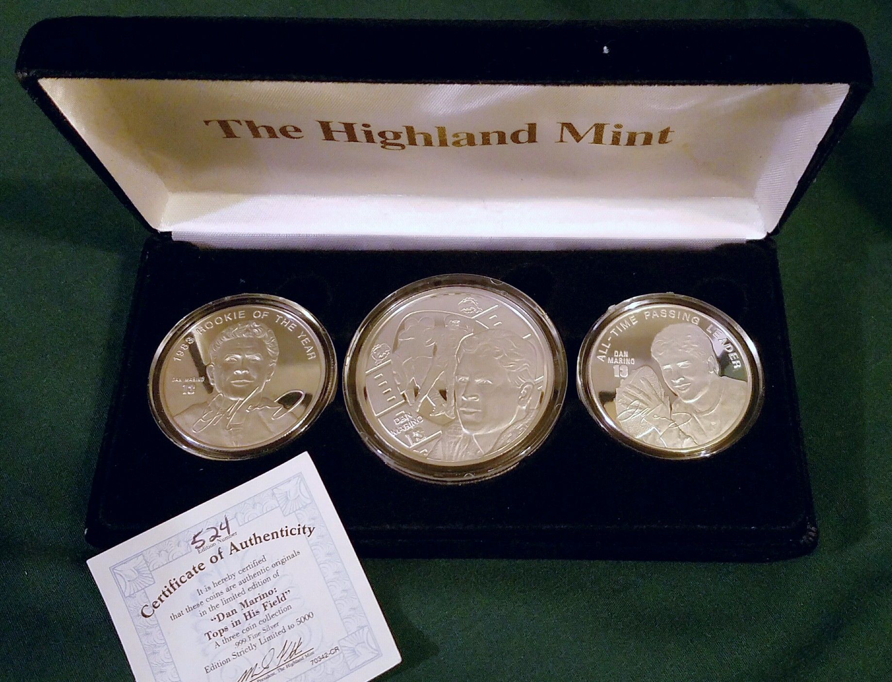 Dan Marino #13 Highland Mint Coin Set