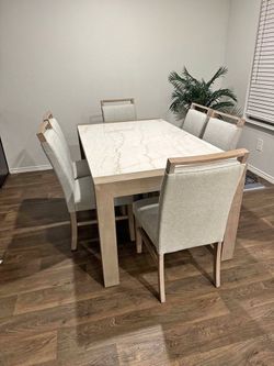 7- Pieces white top marble dining set