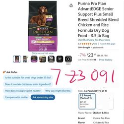 Purina Pro Plan AdvantEDGE Senior Support Plus Small Breed Shredded Blend Chicken and Rice Formula Dry Dog Food - 3.5 lb Bag