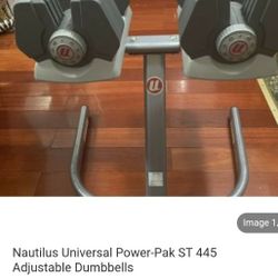 Brand New Nautilus Universal Power-Pak 445 Dumbell Set And Stand