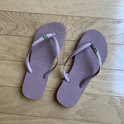 Havaianas Slim Sandals Women’s US size 6 Brazil Flag Pink 35-36 BR Flip Flops