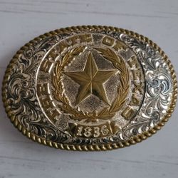 1836 TEXAS SILVER COWBOY BUCKLE-UNISEX-USED