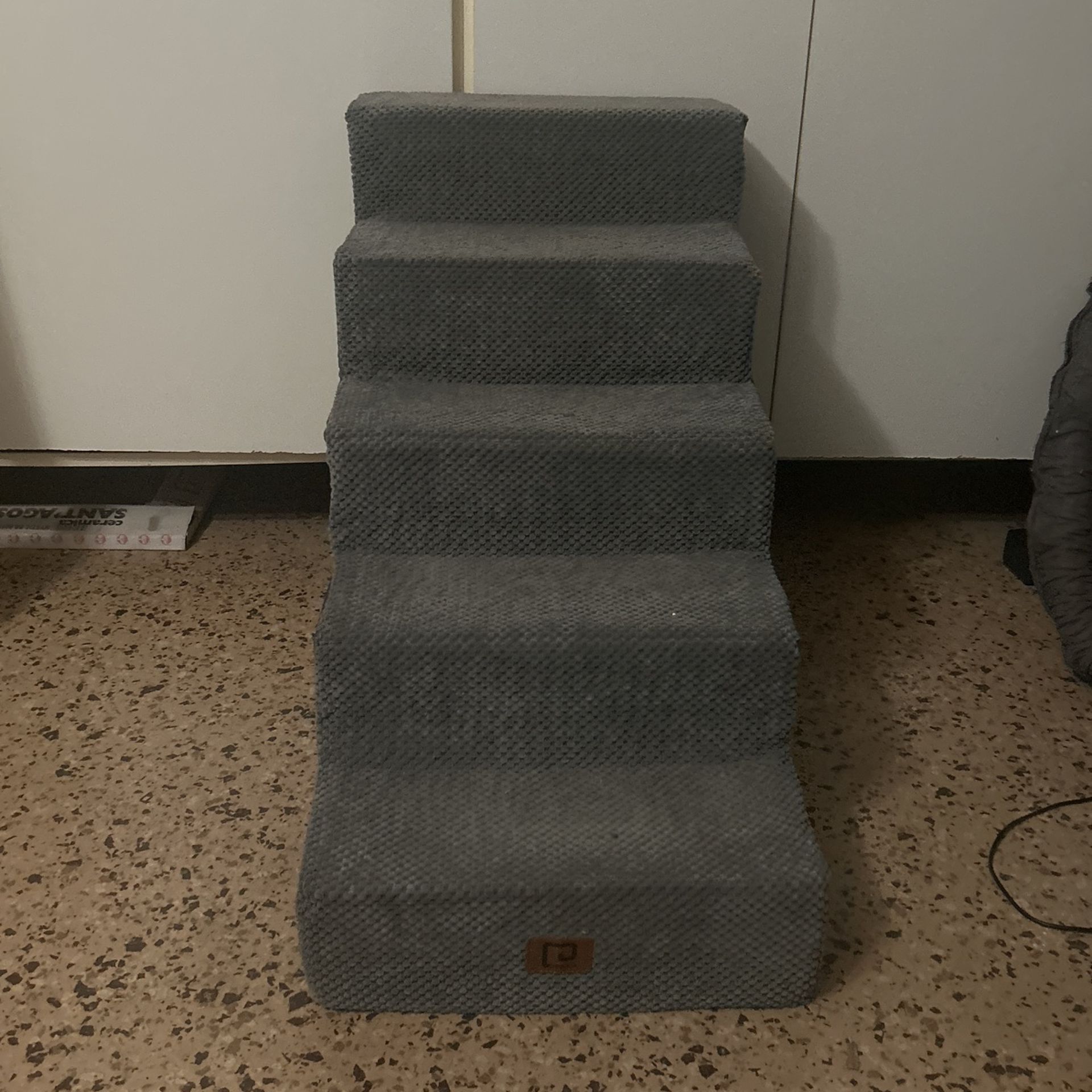 Best Pet Supplies Linen Covered Foam Foldable Cat & Dog Stairs, Gray, Large