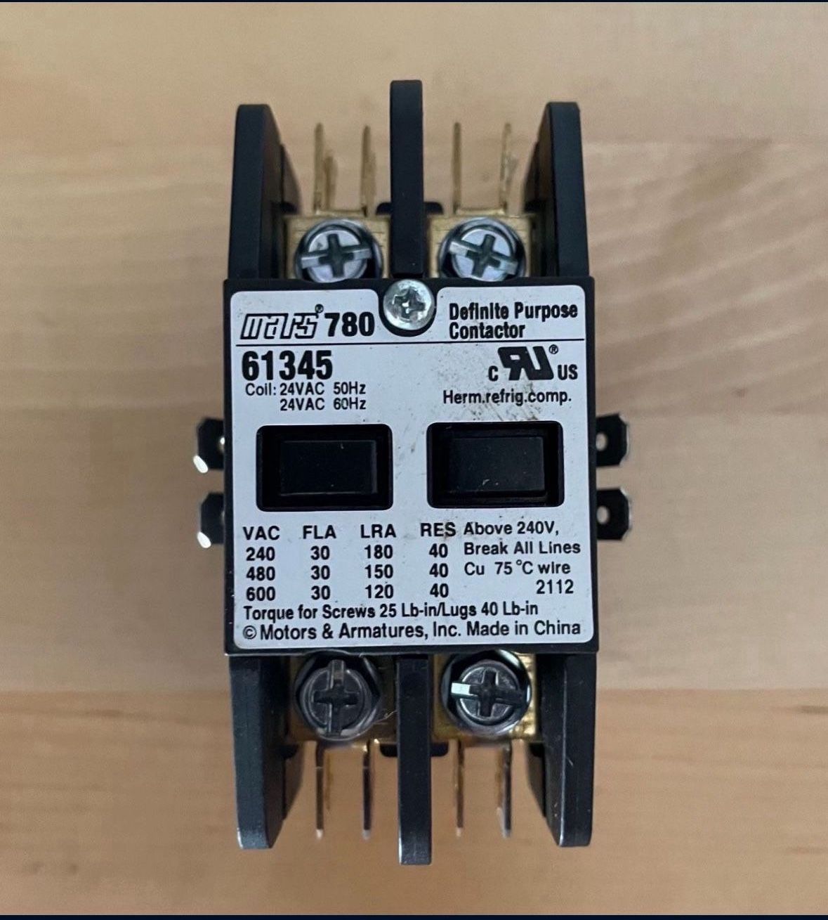 MARS - Motors & Armatures 61345 2P 30A 24V wQC & SC Term