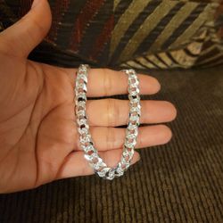 Italy 925 Solid Sterling Silver Diamond Cut Cuban Link Bracelet for Men 8" Plata Italiana 925 Pulsera Cubana Corte de Diamante Para Hombre 8"