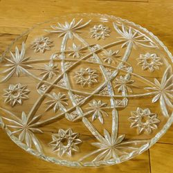 Serving Dish, Clear Cut Glass, 13 1/2”.