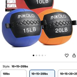 Mikolo Medicine Ball, Wall Ball,Soft Medicine Ball Set,Slam Ball for Core Training, Strength Workouts -Multi-Weight 10lbs 20lbs Exercise Balls for Hom