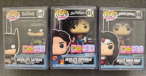SDCC 2026 Exclusive Limited Edition Batman, Superman, and Wonder Woman Funko Pop