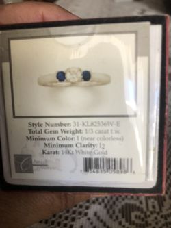 Anillo Oro Blanco Con Diamante1/3 Y Safire