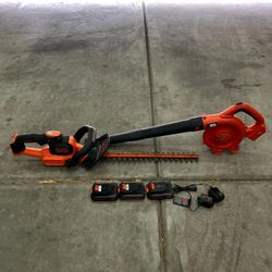 Black & Decker 20v Leaf Blower & Hedger Trimmer With Batteries/Charger