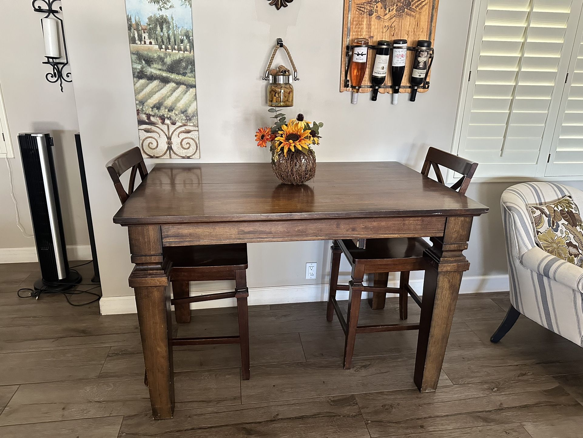Wooden Dining Table with Leaf & 8 Matching Chairs