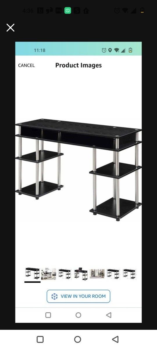   Convenience Concepts Designs2Go Tools Student Desk, 47.25(L) x 15.75(W) x 30"(H), Black