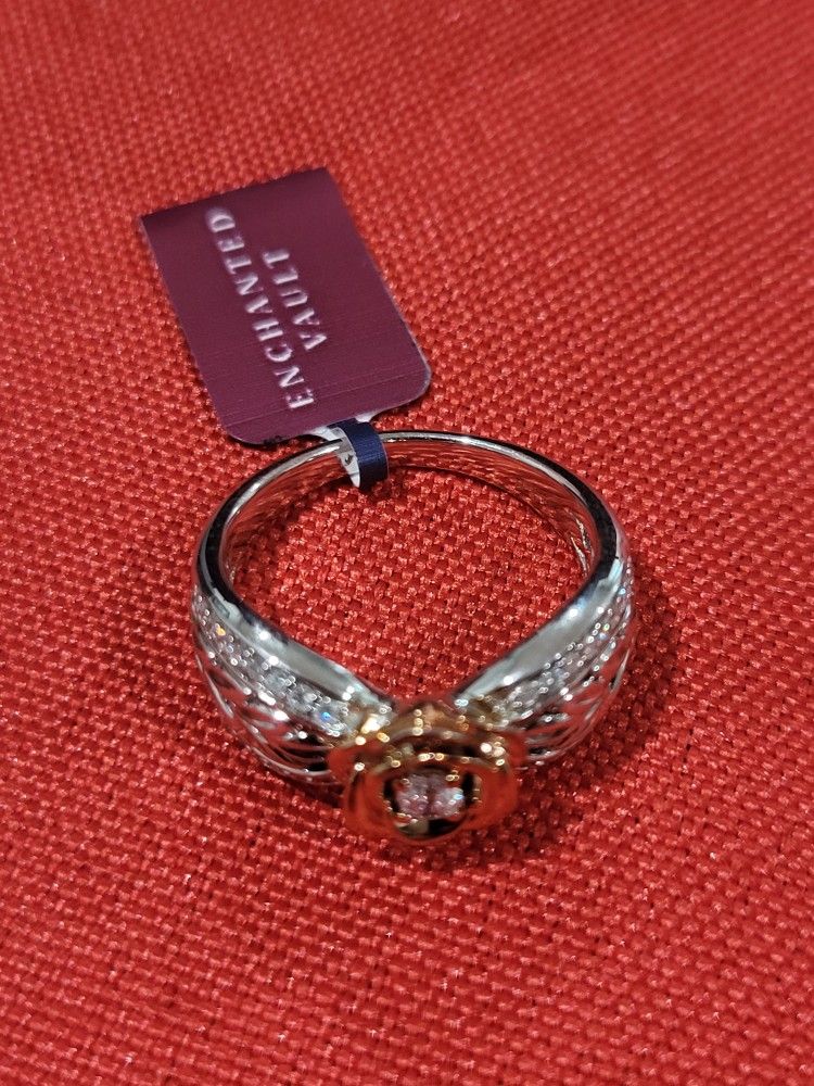 Disney Fine Jewelry Sterling Silver And 10k Rose Gold 14cttw
