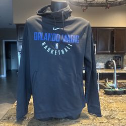 Nike Dri-Fit NBA Orlando Magic Black Spellout Centerswoosh Hoodie Mens Large