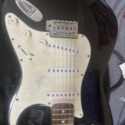 Fender Squier Strat And Soft Gator Case Guitar And Headphones