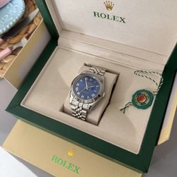 Rolex Datejust 36 Blue Roman Dial Fluted Bezel Jubilee – Box, Tag & Rolex Bag