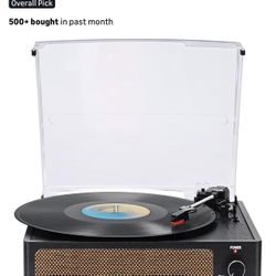 NEW IN BOX BLACK VINTAGE TURNTABLE