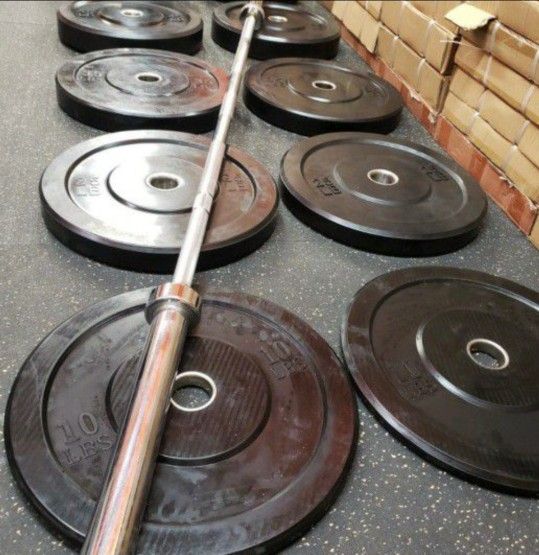 NEW Bumper Plates, Rubber Olympic Weights, Home Gym Weight Set, Folding Squat Rack, Adjustable FID Bench Press, Stall Mats, Rubber Flooring