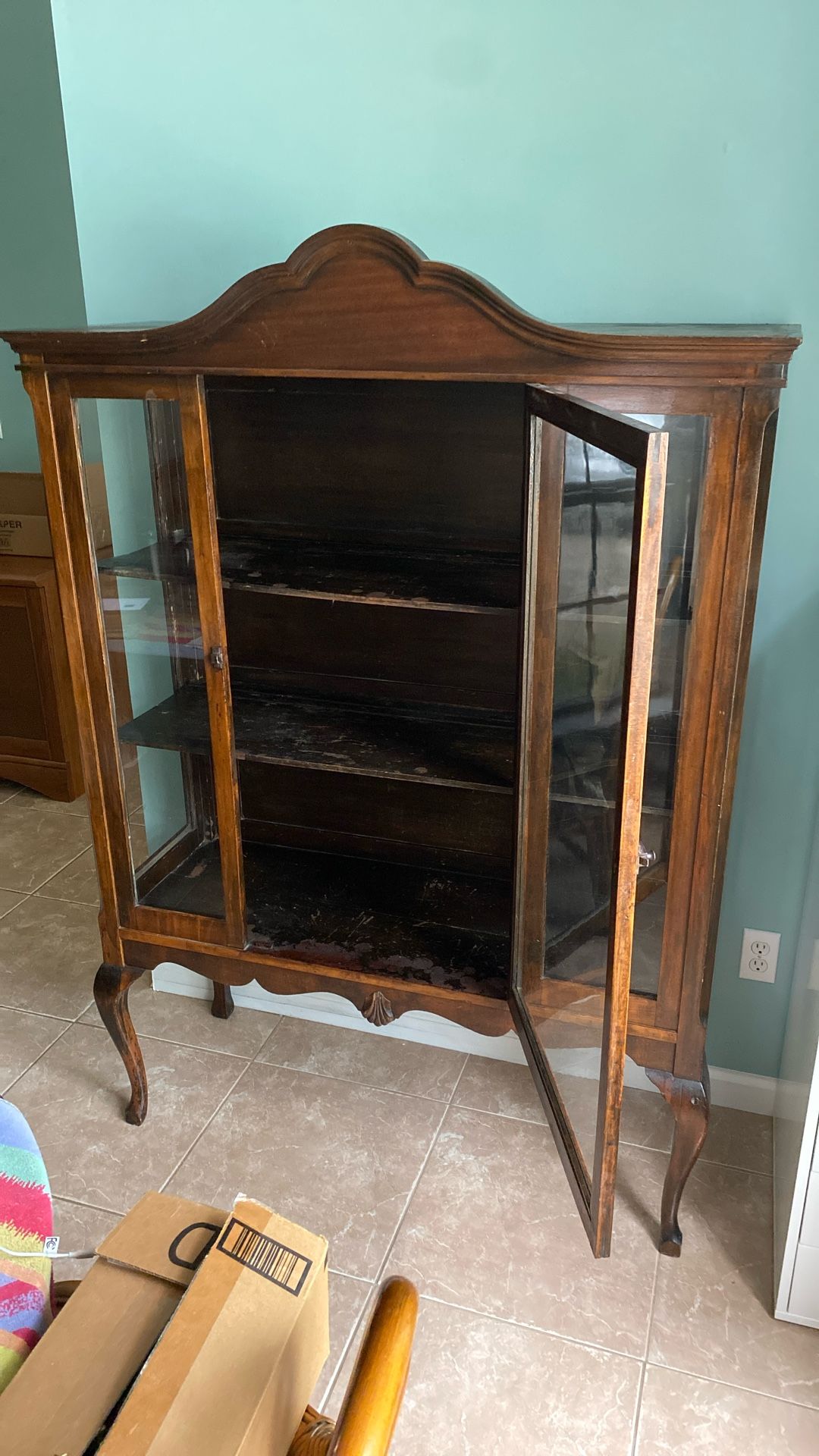 Curio Cabinet 3 Shelf With Original Glass