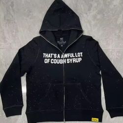 Cough Syrup Hoodie Zip Diamonds Bling Size Medium 
