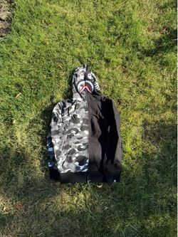 black and grey bape hoodie