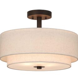 XiNBEi Lighting Drum Semi Flush Light, 3 Light Semi Flush Mount Ceiling Light Fixture