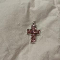 Pink CZ Sterling Silver Cross $15,  Glass Cross $5