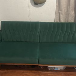 Velvet green convertible sofa