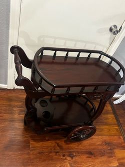 Mahogany Wood Bar Tea Cart Trolley
