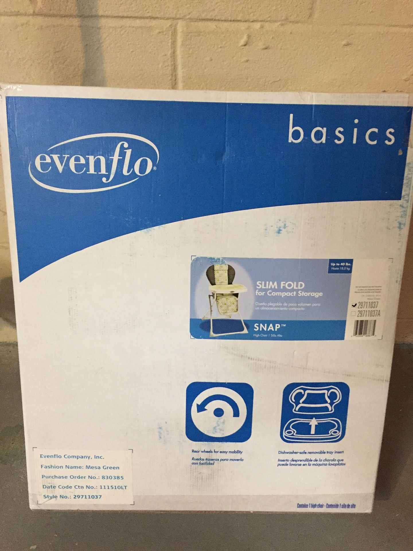 Baby high chair slim fold only used a few times.