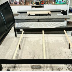 Queen Bed Frame 
Coaster Briana black wood and leather headboard  $125 obo