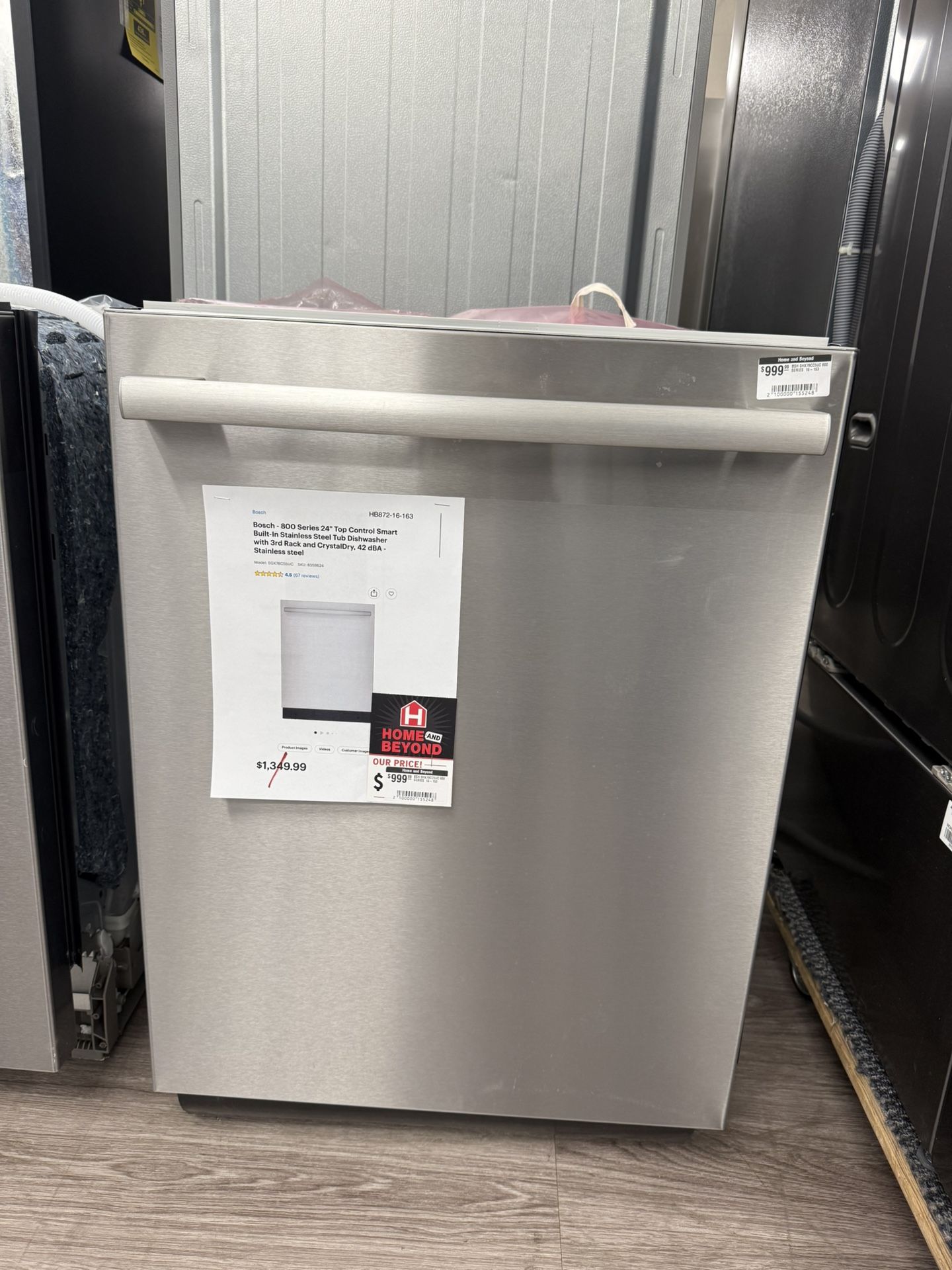Bosch - 800 Series 24" Top Control Smart Built-In Stainless Steel Tub Dishwasher with 3rd Rack and CrystalDry, 42 dBA - Stainless steel Model: SGX78C5