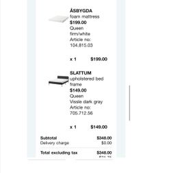 Ikea Queen size bed frame/mattress