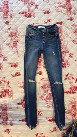 Blue Distressed Skinny Jeans Button Fly