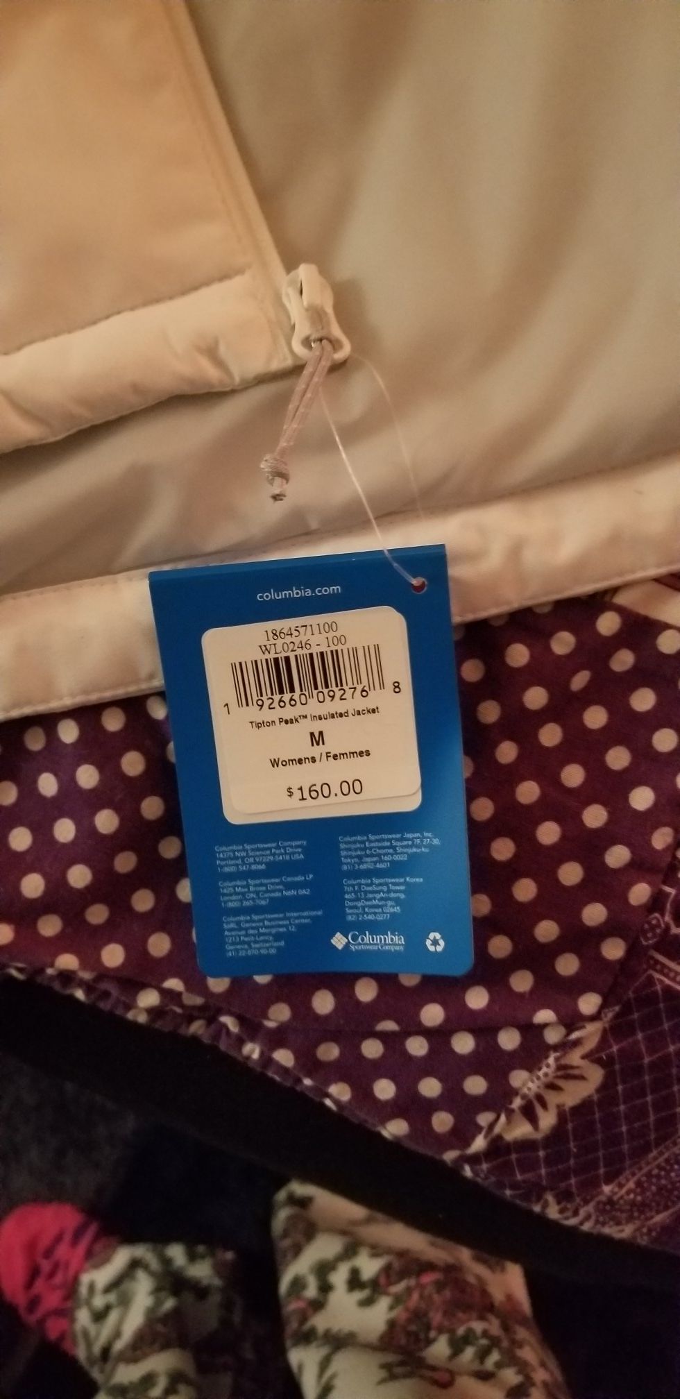 WHITE/GRAY COLUMBIA WOMENS JACKET