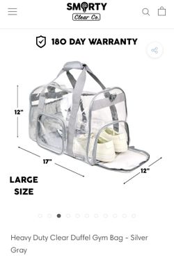 NEW Smarty Heavy Duty Clear Duffel Gym Bag - Silver Gray