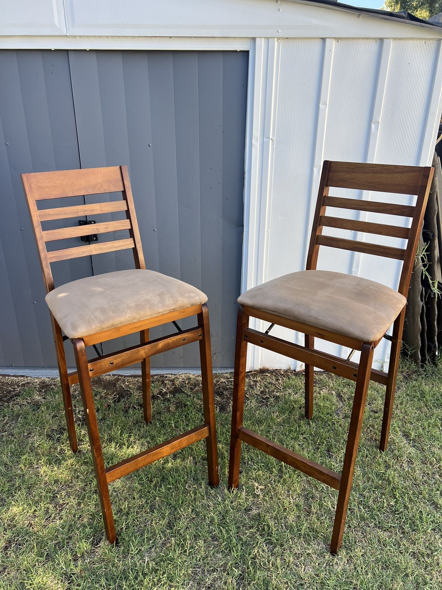 $50- Two Folding Wooden Chairs/Stools