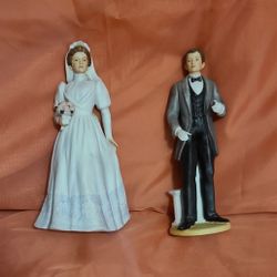 Wedding Homco Bride and Groom 1480 and 1440 Porcelain Figures Vintage 