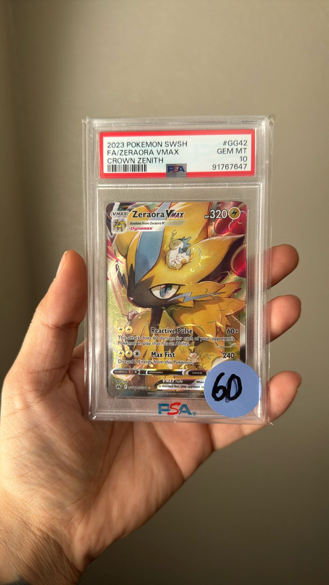 2023 Pokemon “Zeraora” VMAX  #GG42 PSA 10