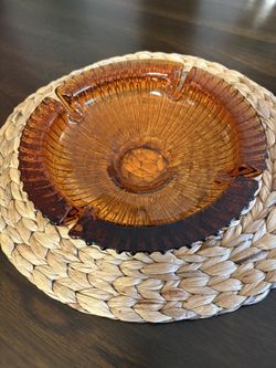 Blenko Sunburst Ashtray in Honey Amber 