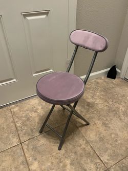 Purple Velvet Folding Stool Chair