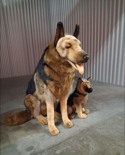 Life-size stuffed German Shepherd