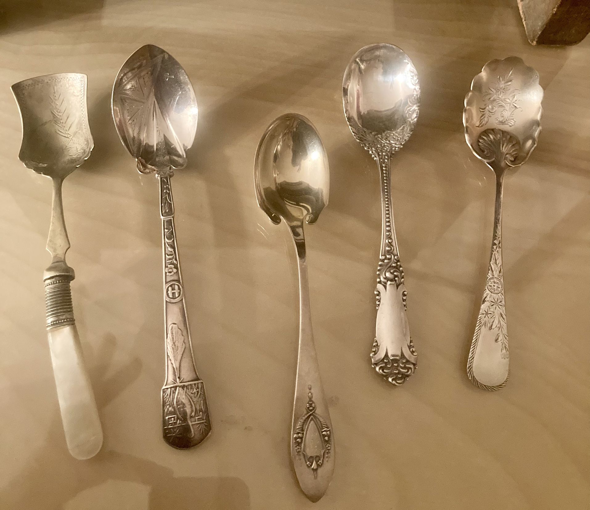 Vintage Sugar Shell Sterling Silver Spoons