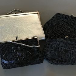 3 Vintage 40’s beaded purses/1 silver (set of 4)